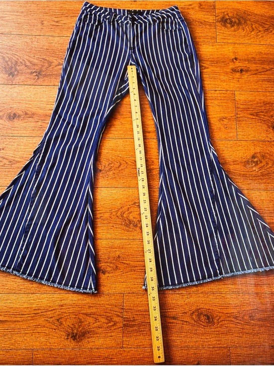 Lucky & Blessed Navy and White Striped Flare Pants - Picture 4 of 5